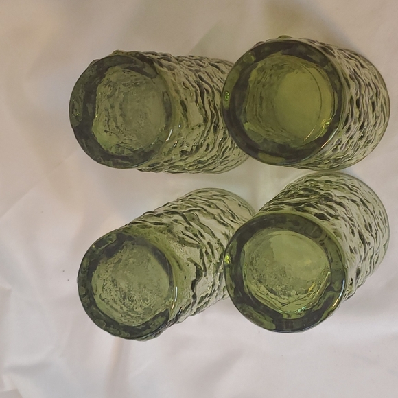 Set of 4 Anchor Hocking Green Crinkle Drinking Glasses 💚 - Picture 5 of 5